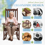 Flamaker Acacia Wood Outdoor Rocking Chairs Set of 2 | High Back and Widen - Image 5