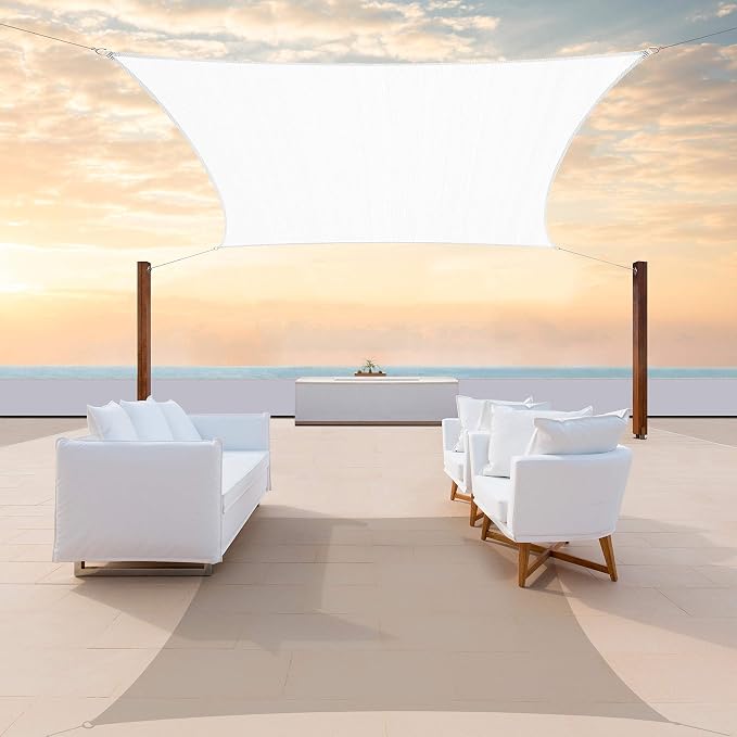 Colourtree TAPR0810 Custom Size 7' x 18' White Sun Shade Sail UPF50 Canopy UV by ColourTree