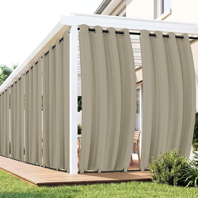 Outdoor Curtains for Patio Waterproof 6 Panels, Porch Sun Shade | Weatherproof by RichSets