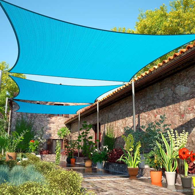 10' x 10' Turquoise Sun Shade Sail UPF50 Square smTAPR0816 Canopy Fabric Cloth by ShadeMart