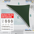 Amgo Custom Size 8' x 16' x 17.9' Green Right Triangle Sun Shade Sail UPF50+ - Image 6