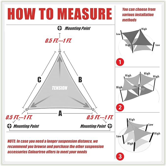 ColourTree Custom Size Order to Make Sun Shade Sail Canopy Mesh Fabric UV Block - Image 6