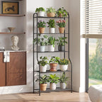 5-Tier Corner Plant Stand, Metal Black Flower Pot Rack, Indoor Outdoor Heavy - Image 2
