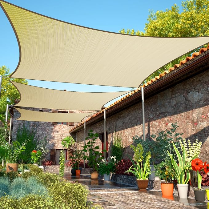 15' x 22' Beige Sun Shade Sail Rectangle SMSLR Canopy Fabric Cloth Screen by ShadeMart