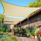 17' x 22' Beige Sun Shade Sail UPF50 Rectangle smTAPR0816 Canopy Fabric Cloth by ShadeMart