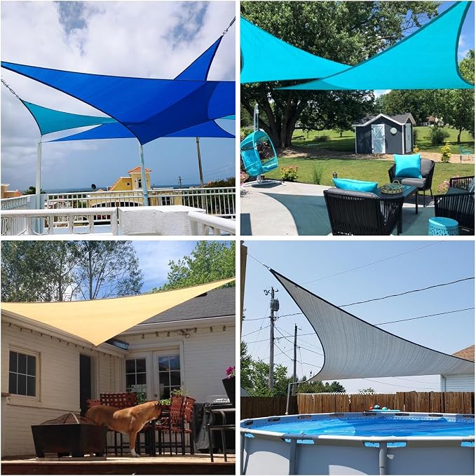 Patio Paradise 3' x 3' x 3' Sun Shade Sail Triangle Canopy Shade Cloth Fabric - Image 2