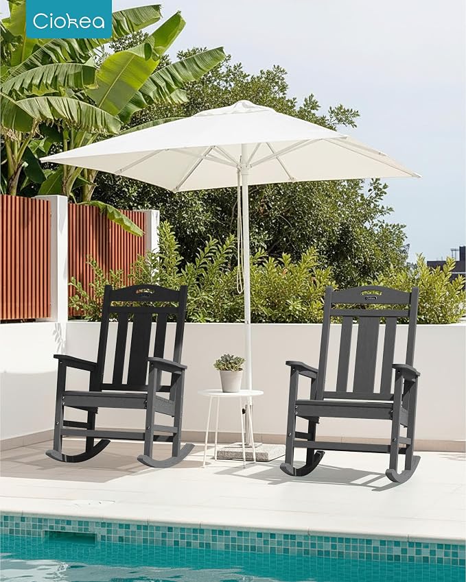 Oversized Outdoor Rocking Chair, 380lbs Heavy-Duty Large Patio Rocker, High - Image 2