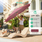 JEAREY 9' Patio Umbrella with Solar Lights, LED Umbrella, Burgandy | Outdoor - Image 5