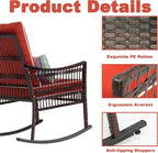 DECMICO 3-Piece Outdoor Rocking Chair Set, Wicker Bistro Furniture | Orange - Image 5