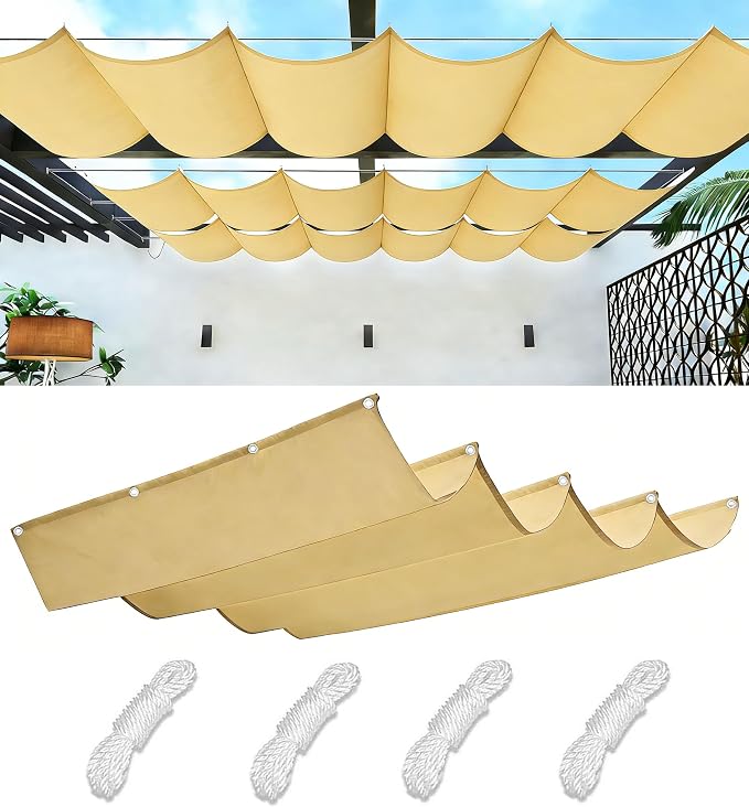Retractable Waterproof Wave Awning Cover 7' x 23' by WoaceSunShadeSail
