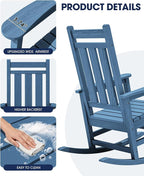 Oversized Outdoor Rocking Chair Set of 4, HDPE Patio Rockers - Image 9
