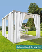 Windproof Outdoor Curtains for Patio Waterproof 4 Pcs 54x84 In White | Grommet - Image 5