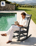 Oversized Outdoor Rocking Chairs Set of 2, HDPE Porch Rockers - Image 2