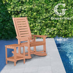 GREENVINES Oversized Outdoor Rocking Chairs Set of 4, HDPE Rocker, Teak | 21.7" - Image 6
