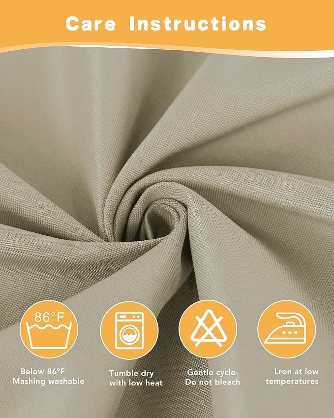 Extra Wide Outdoor Curtains for Patio Waterproof 2 Pcs 110x84 Inch Taupe | - Image 5