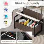 RELAX4LIFE Wicker Rattan Outdoor Storage Loveseat Bench Mix Brown Off White | - Image 6