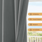 Outdoor Curtains for Patio Waterproof Rod Pocket 6 Pcs 54x108 Inch Grey | - Image 4