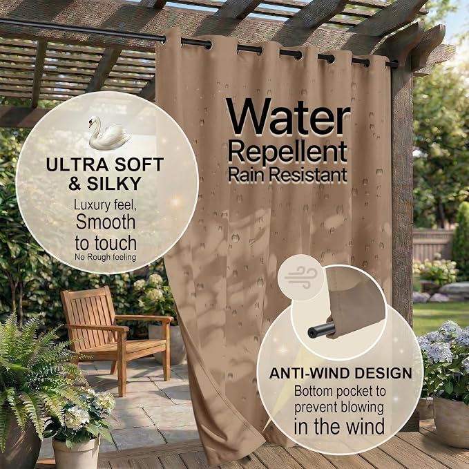 Outdoor Patio Curtain Waterproof Darkening Thermal Insulated Indoor Curtains - Image 4