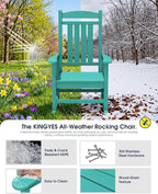 Oversized Outdoor Rocking Chairs Set of 2, HDPE Porch Rocker, Aruba | - Image 5
