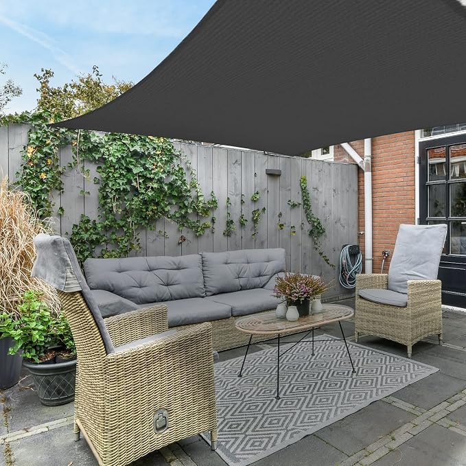 AsterOutdoor Sun Shade Sail Rectangle 6' x 10' UV Block Canopy - Image 8
