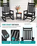 SERWALL Outdoor Rocking Chair Set of 2, Oversized Porch Rocker, Contoured 19.6" - Image 7