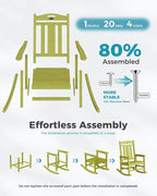 Oversized Outdoor Rocking Chairs Set of 2, 380lbs Heavy-Duty Large Patio Rocker - Image 8