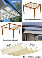 Retractable Wave Sun Shade Cloth 14' x 18' Sun Shade Sail Waterproof Polyester - Image 5
