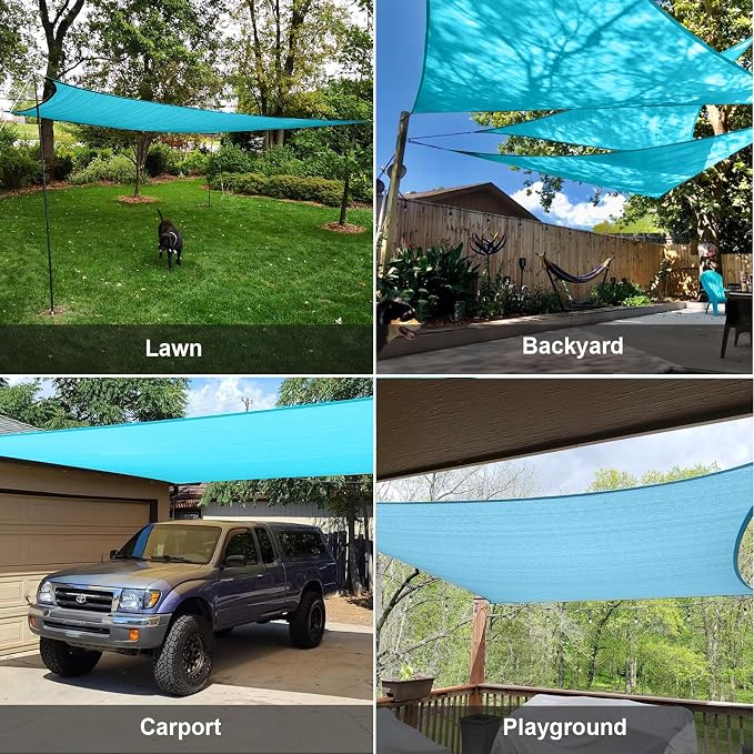 Sun Shade Sail 8' x 12' Turquoise Blue Rectangle Shade | Outdoor sun shade sail - Image 8
