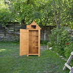 Outvita 70in Outdoor Storage Cabinet, Natural | Wooden Vertical Garden Tools - Image 4