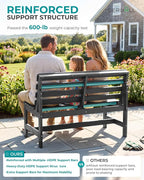 SERWALL Armless Outdoor Bench, All Weather HDPE Porch Bench, 1 Pack, Suitable - Image 6
