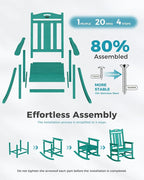 Oversized Outdoor Rocking Chairs Set of 6, 380lbs Heavy-Duty Large Patio Rocker - Image 8