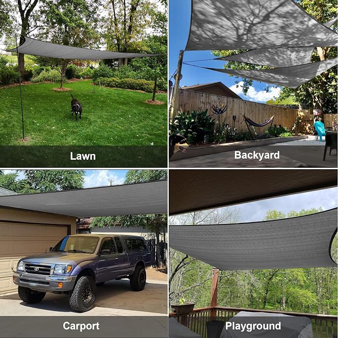 Sun Shade Sail 12' x 16' Dark Grey Rectangle Outdoor Canopy Cover | Outdoor sun - Image 8