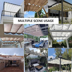 Retractable Wave Sun Shade Cloth 12' x 14' Sun Shade Sail Waterproof Polyester - Image 7