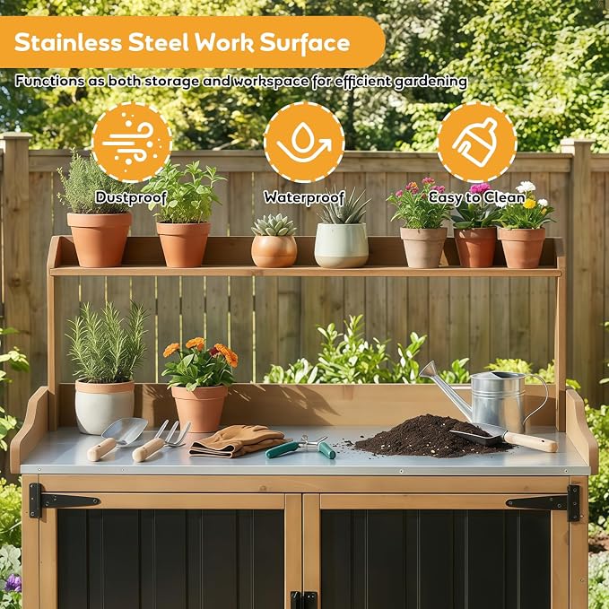 Potting Bench Table & Outdoor Storage Cabinet - Image 5