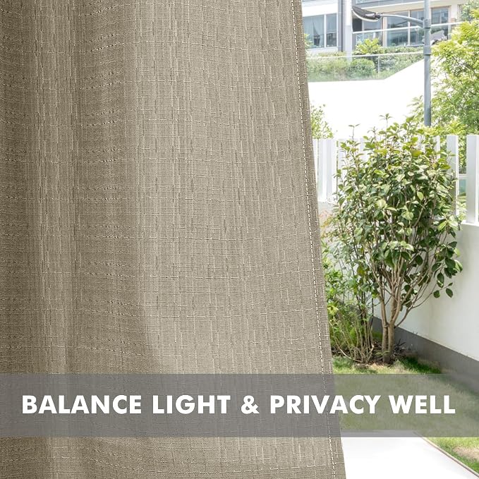 Linen Outdoor Curtains for Patio Waterproof 4 Pcs 54x120 In Taupe | Light - Image 5