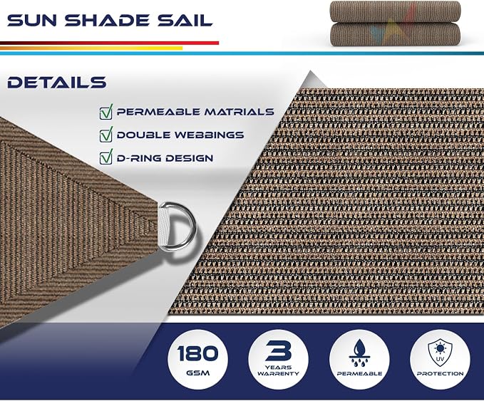 Windscreen4less 9' x 9' x 9' Sun Shade Sail Triangle Outdoor Canopy Cover UV - Image 3
