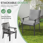 LVUYOYO Outdoor Patio Dining Chairs Set of 6, Metal Stackable Chairs Set - Image 7
