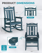 Oversized Outdoor Rocking Chairs Set of 6, 380lbs Heavy-Duty Large Patio Rocker - Image 3