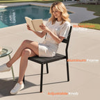 Pellebant Stackable Outdoor Patio Dining Chairs Set of 2 | Aluminum Armless - Image 4