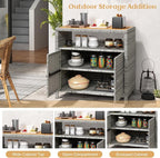 Tangkula Rattan Outdoor Storage Cabinet, Patiojoy Outdoor Cabinet - Image 7