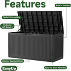 120 Gallon Waterproof Resin Outdoor Storage Box, Weatherproof Outdoor Bin - Image 3