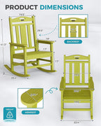 Oversized Outdoor Rocking Chair, 380lbs Heavy-Duty Large Patio Rocker, Weather - Image 3