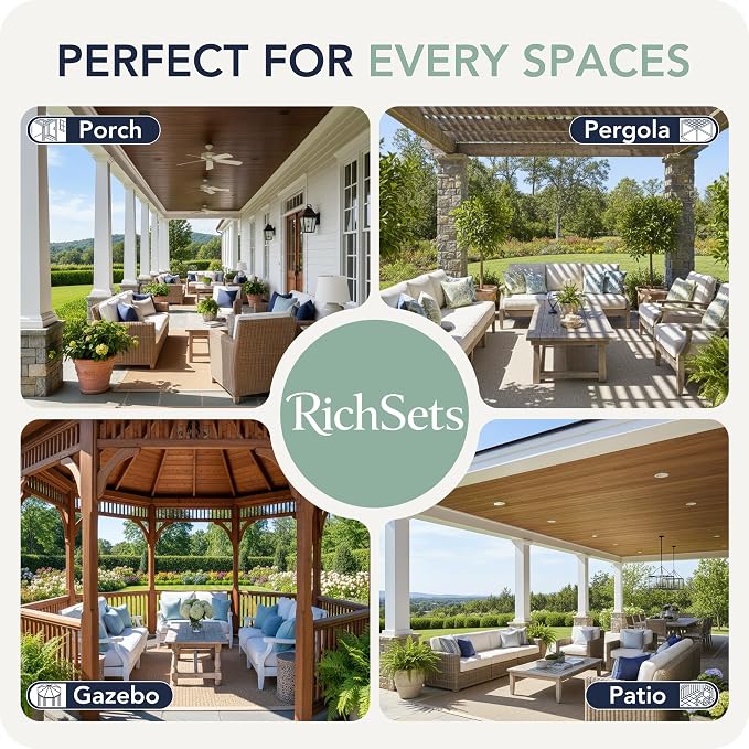 Gazebo Curtains Outdoor Waterproof 6 Panels, Porch Sun Shade | Weatherproof & - Image 8