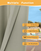 HolidayIdeas Outdoor Curtains for Patio Waterproof 4 Pcs 54x84 Inch Taupe | - Image 3