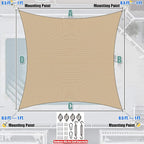 Amgo Custom Size 7' x 13' Sand Beige Rectangle Square Sun Shade Sail UPF50+ - Image 7