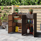 Tangkula Rattan Outdoor Storage Cabinet, Patiojoy Outdoor Cabinet - Image 2