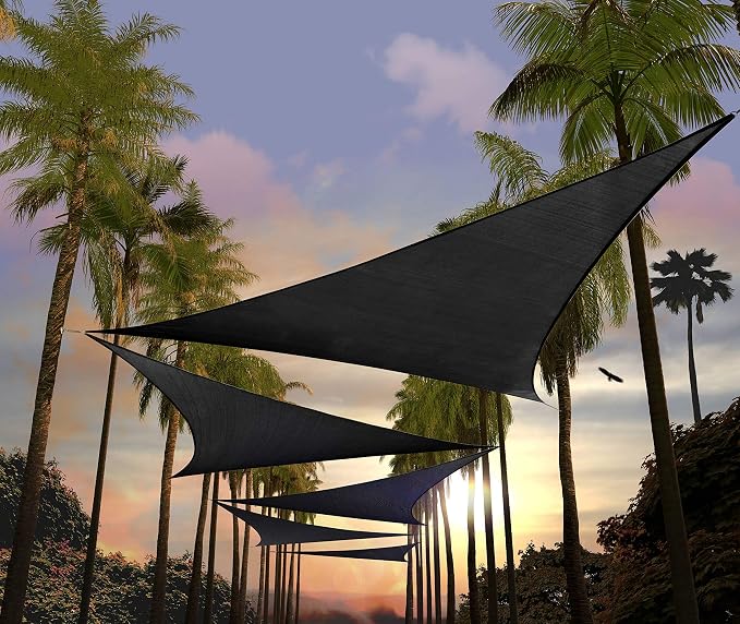 Amgo Custom Size 24' x 24' x 24' Black Triangle Sun Shade Sail UPF50+ AGTAPT12 by Amgo