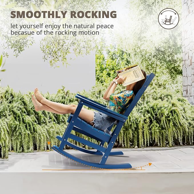 LUE BONA Outdoor Rocking Chairs Set of 4, Weather Resistant HDPS Poly Rocker - Image 7