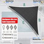Amgo Custom Size 11' x 19' x 22' Black Right Triangle Sun Shade Sail UPF50+ - Image 6