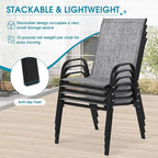 24.4" Outdoor Patio Stackable Chairs Set of 4, Outside Furniture - Image 6